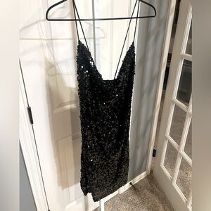 WAYF Size Large Black Sequin Dress